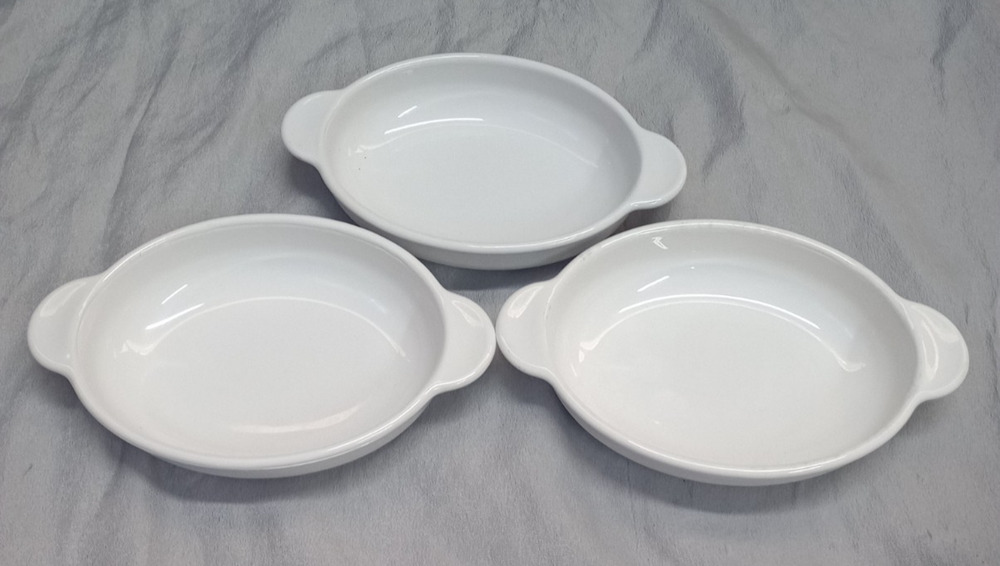 Set of 3 Corning Ware Visions Oval Grab It Casserole V-14-B 14oz White